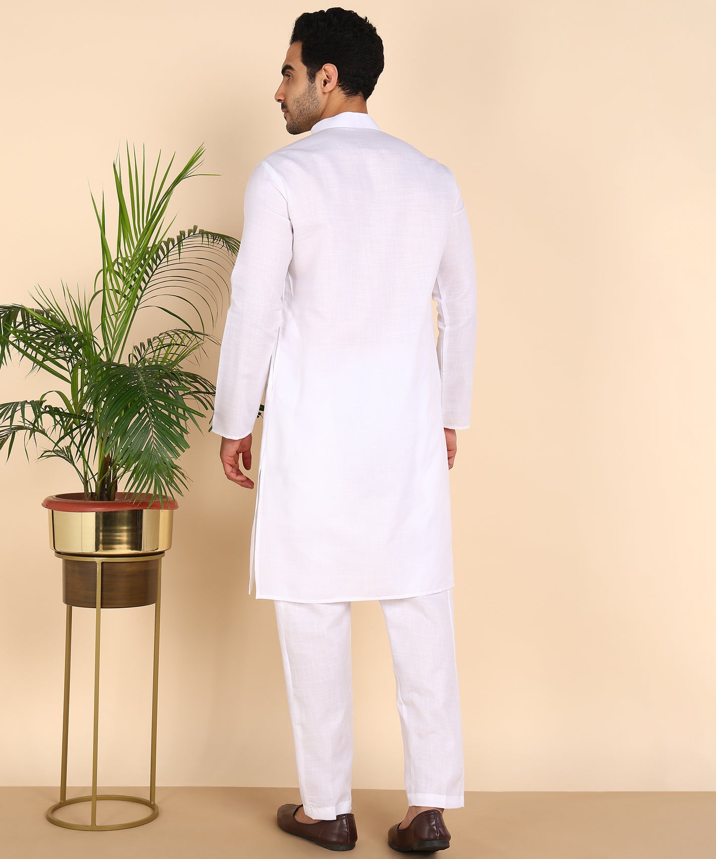 White Cotton Mens Kurta Top