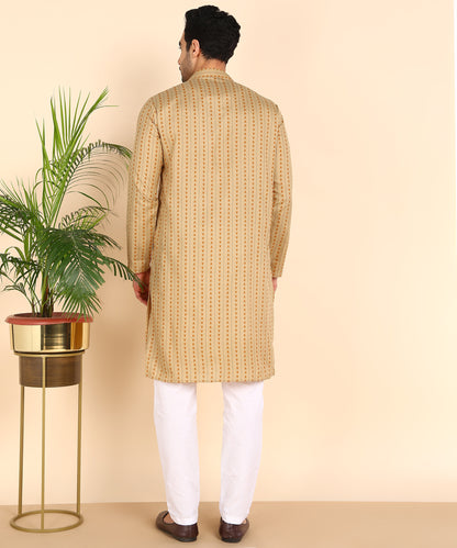 Yellow Symmetric Print Kurta