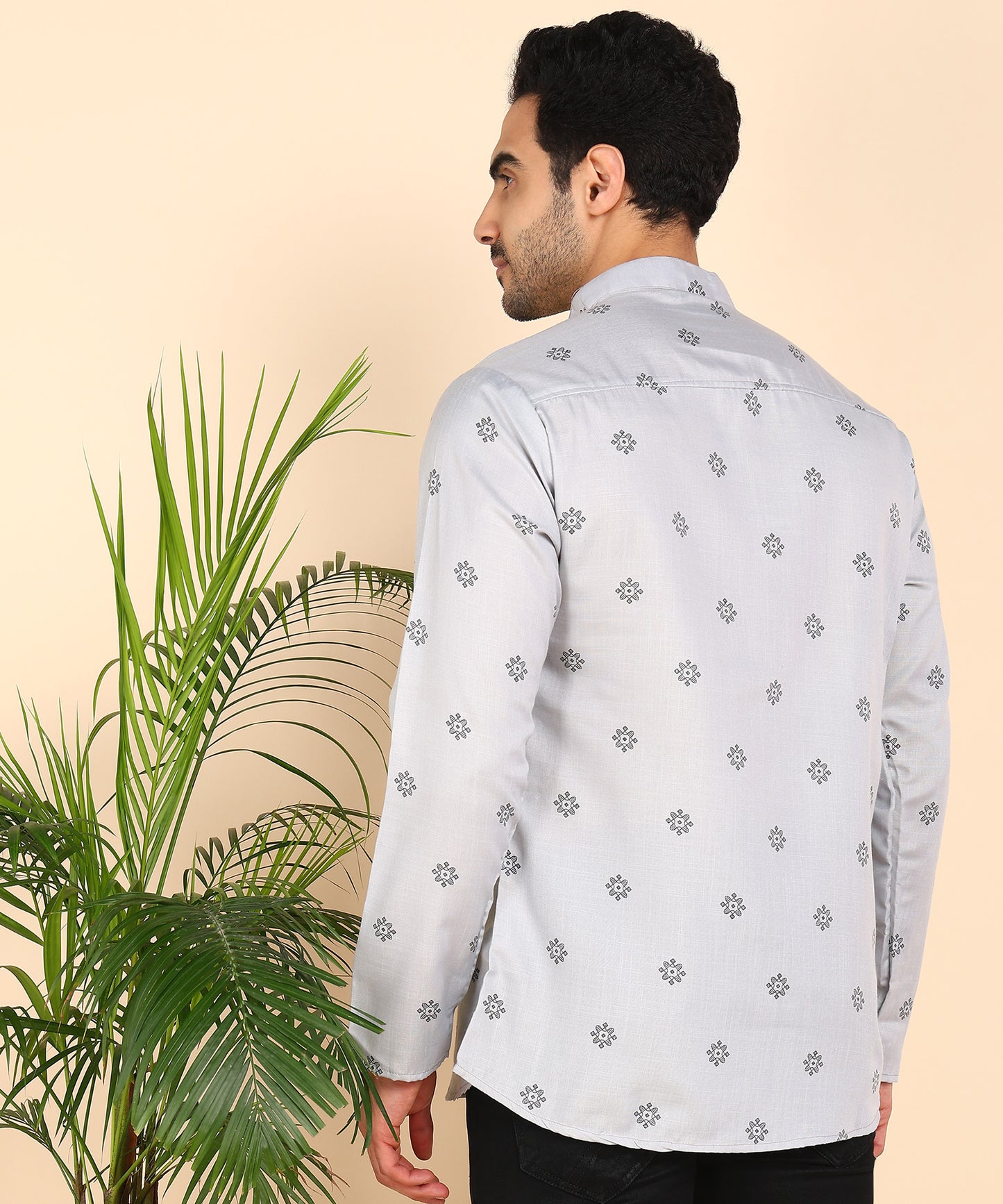 Grey Printed Short Kurta