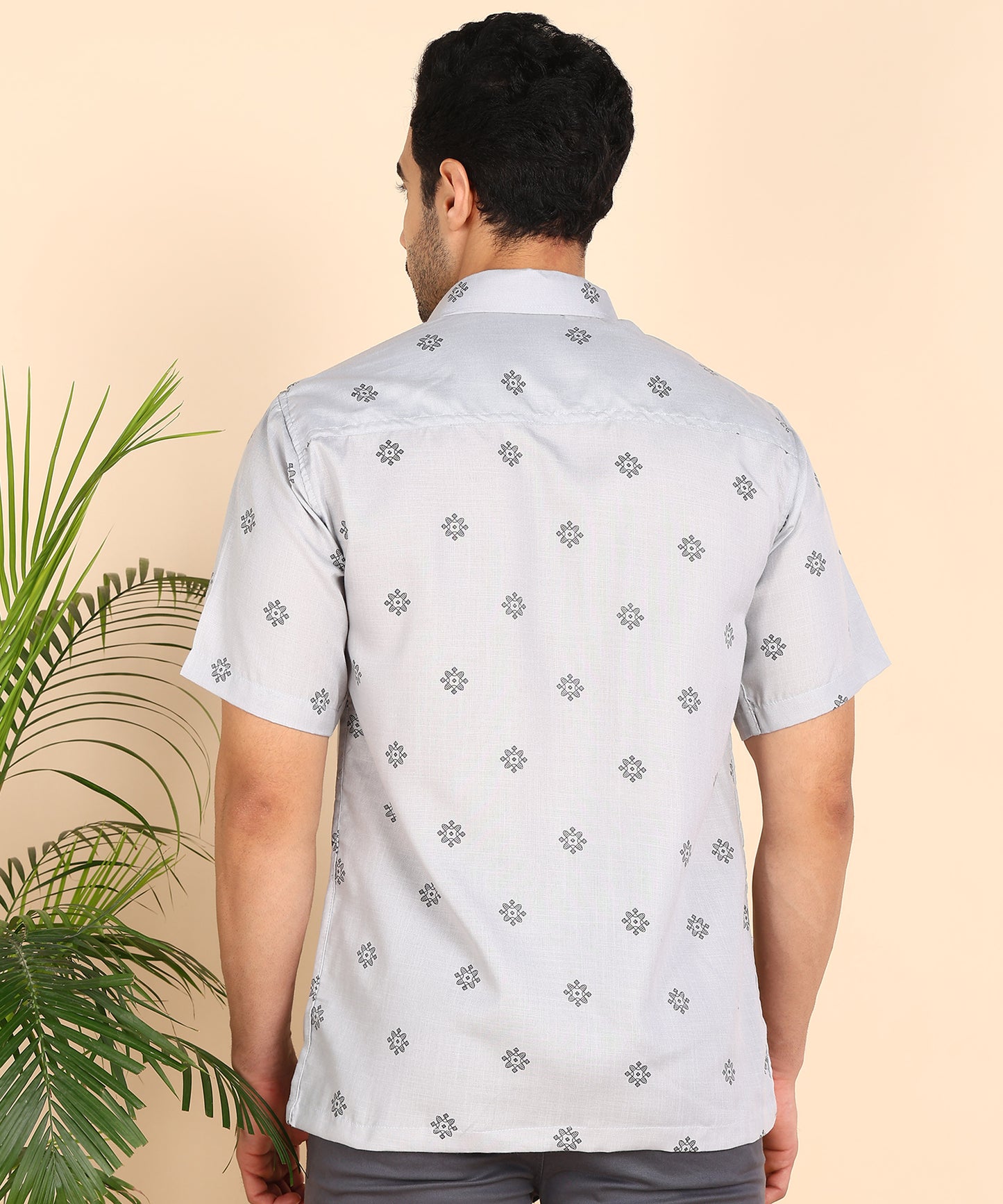 Grey Printed Cotton Shirt