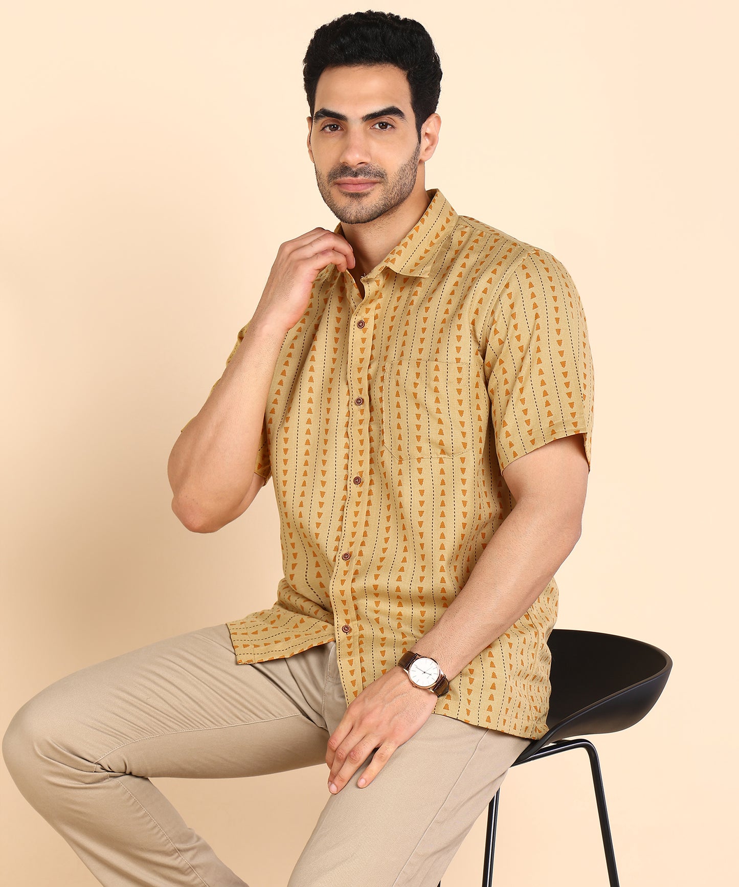 Yellow Symmetric Printed Shirt