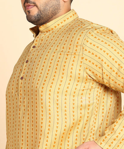 Yellow Symmetric Print Kurta