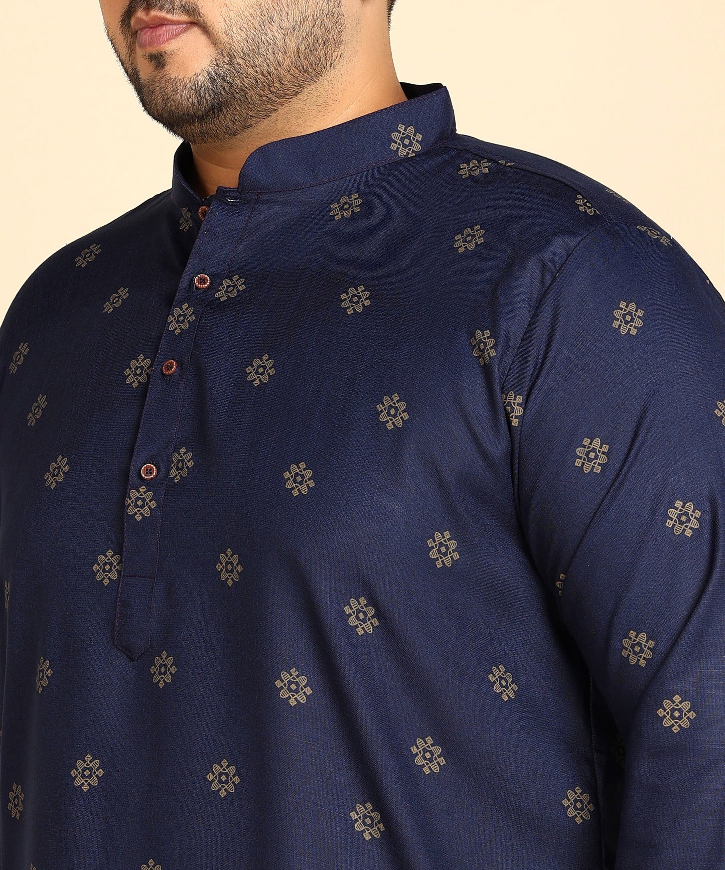 Blue And Gold Printed Kurta