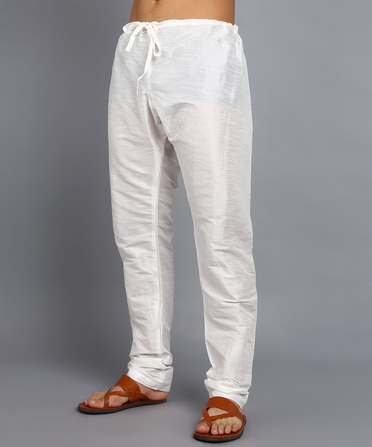 White Mens Silk Kurta Top