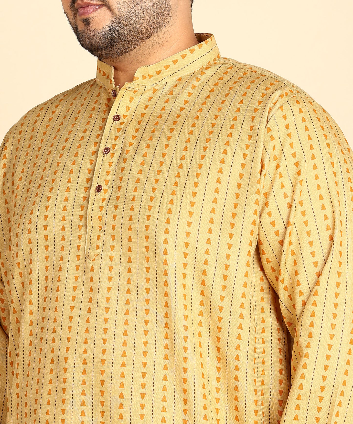 Yellow Symmetric Print Short Kurta