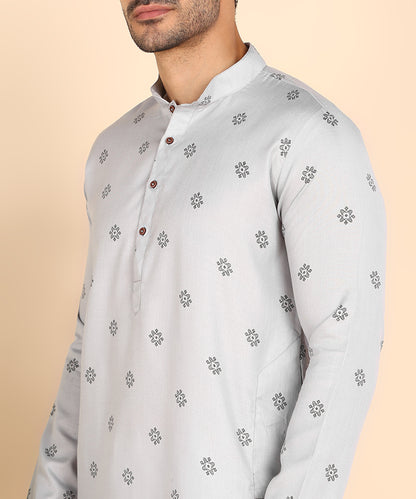 Grey Printed Long Kurta