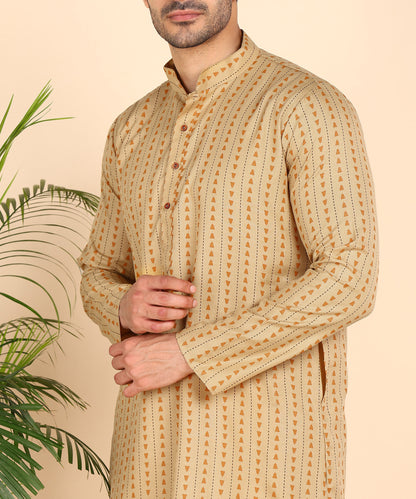 Yellow Symmetric Print Kurta