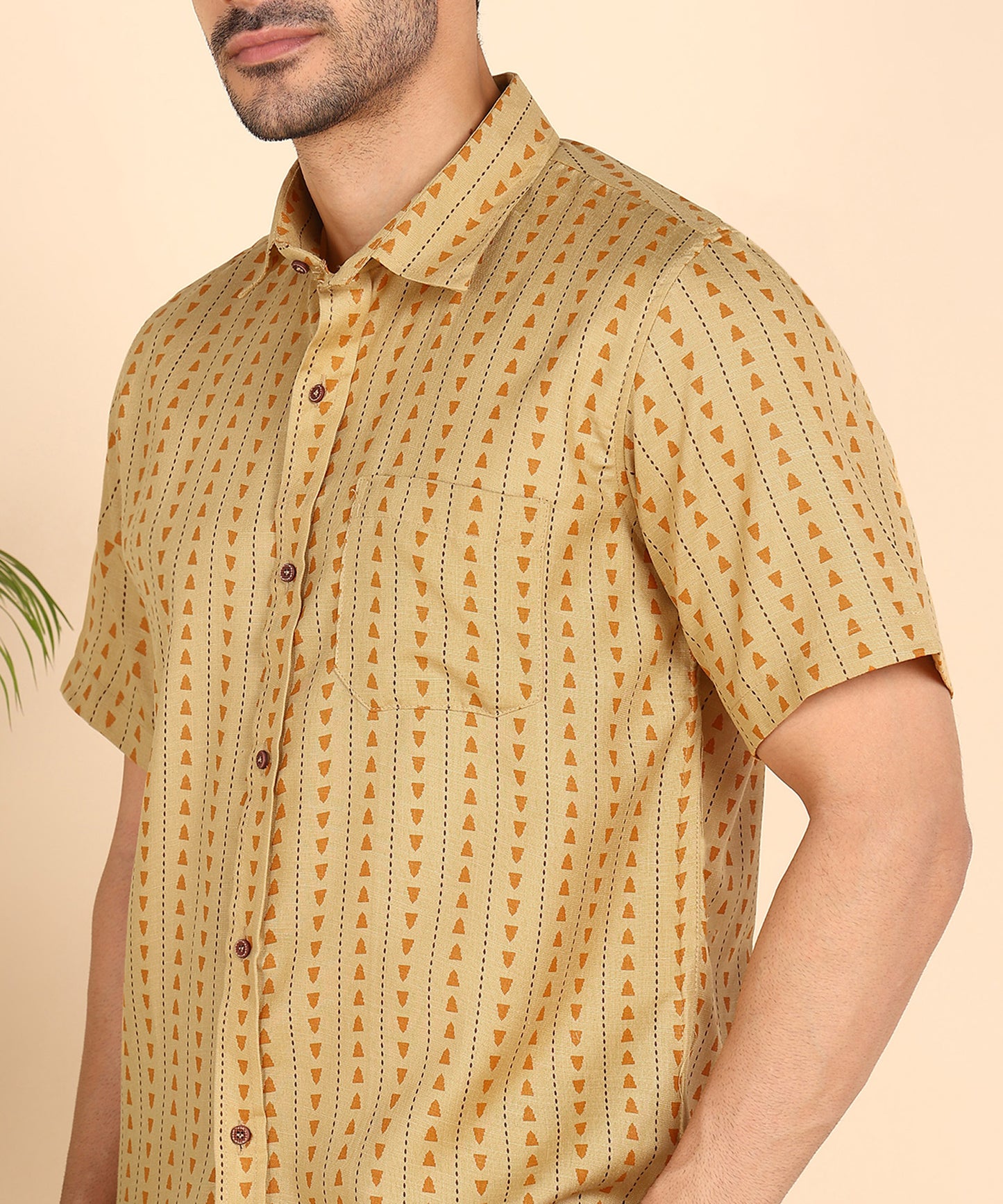 Yellow Symmetric Printed Shirt