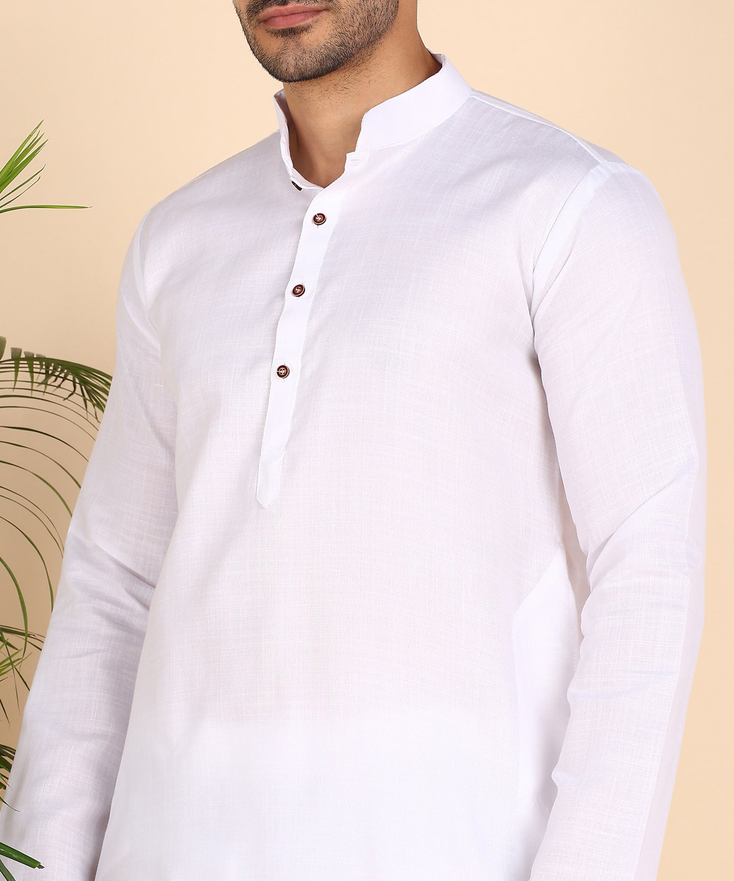 White Cotton Mens Kurta Top