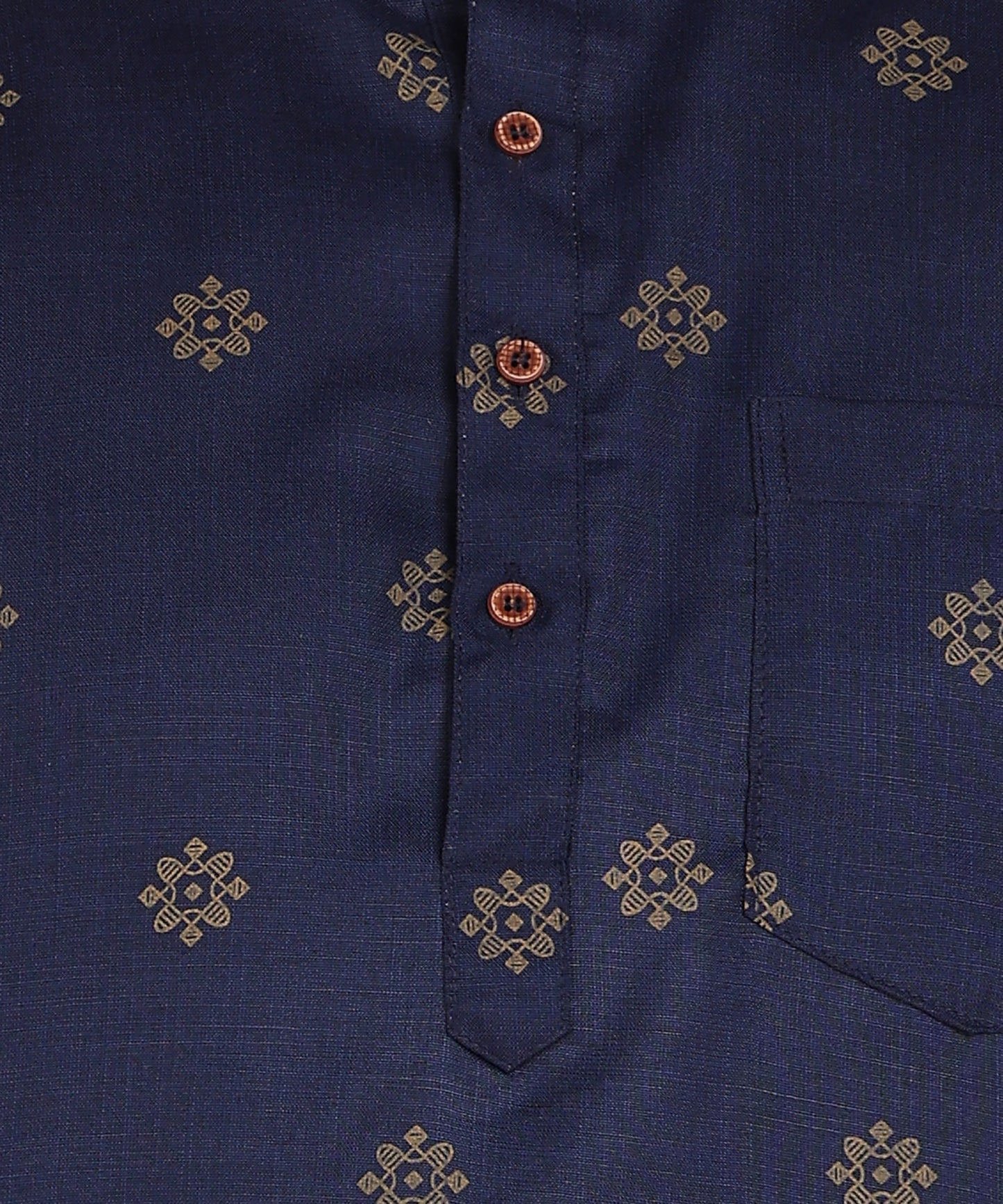 Blue and Gold Printed Short Kurta