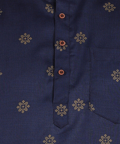 Blue and Gold Printed Short Kurta