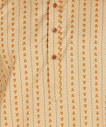 Yellow Symmetric Print Kurta