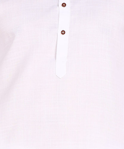 White Cotton Mens Kurta Top