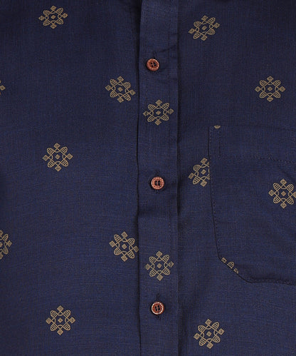 Blue and Gold Printed Shirt