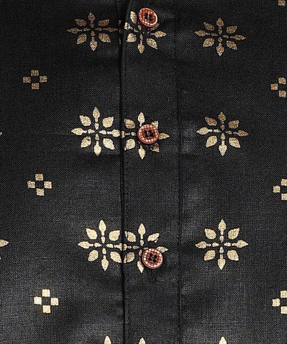 Black and Gold Printed Long Kurta