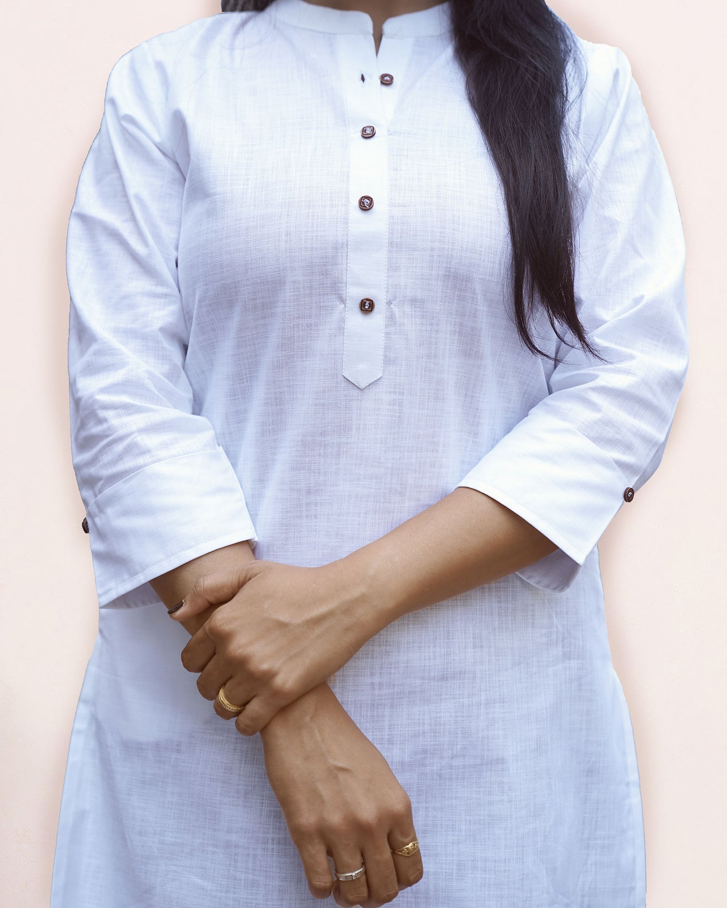 White Cotton Womens A-Line Kurta Top