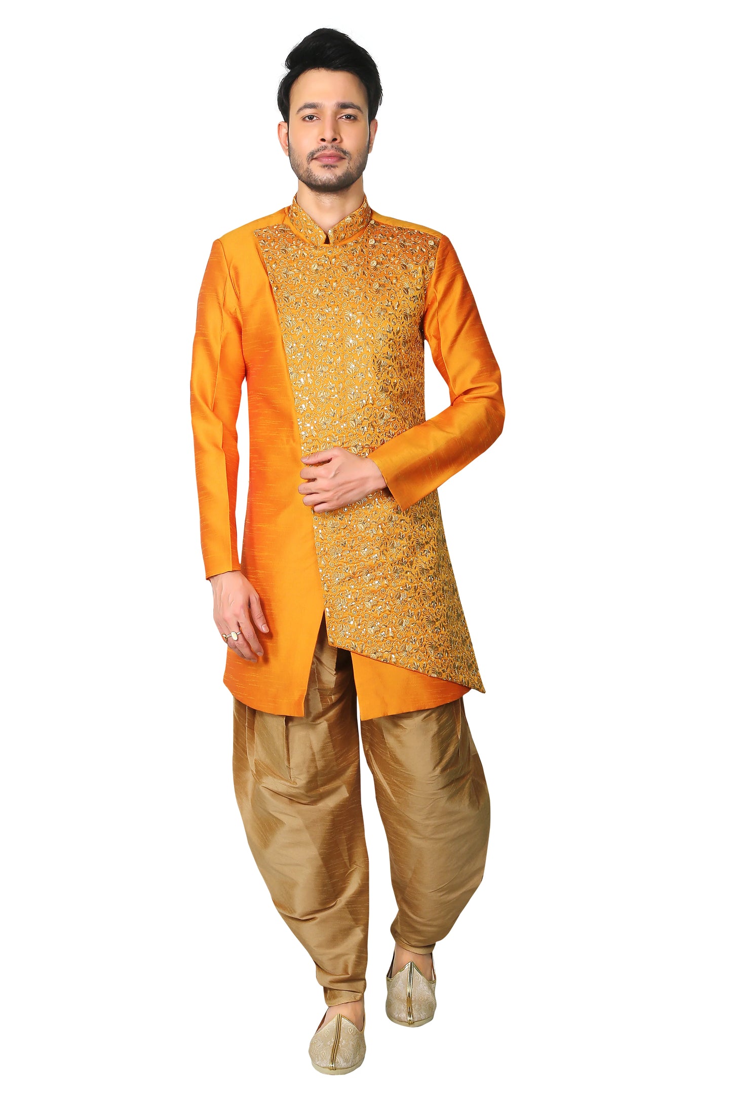 Traditonal Work Orange Indo Western Outfit