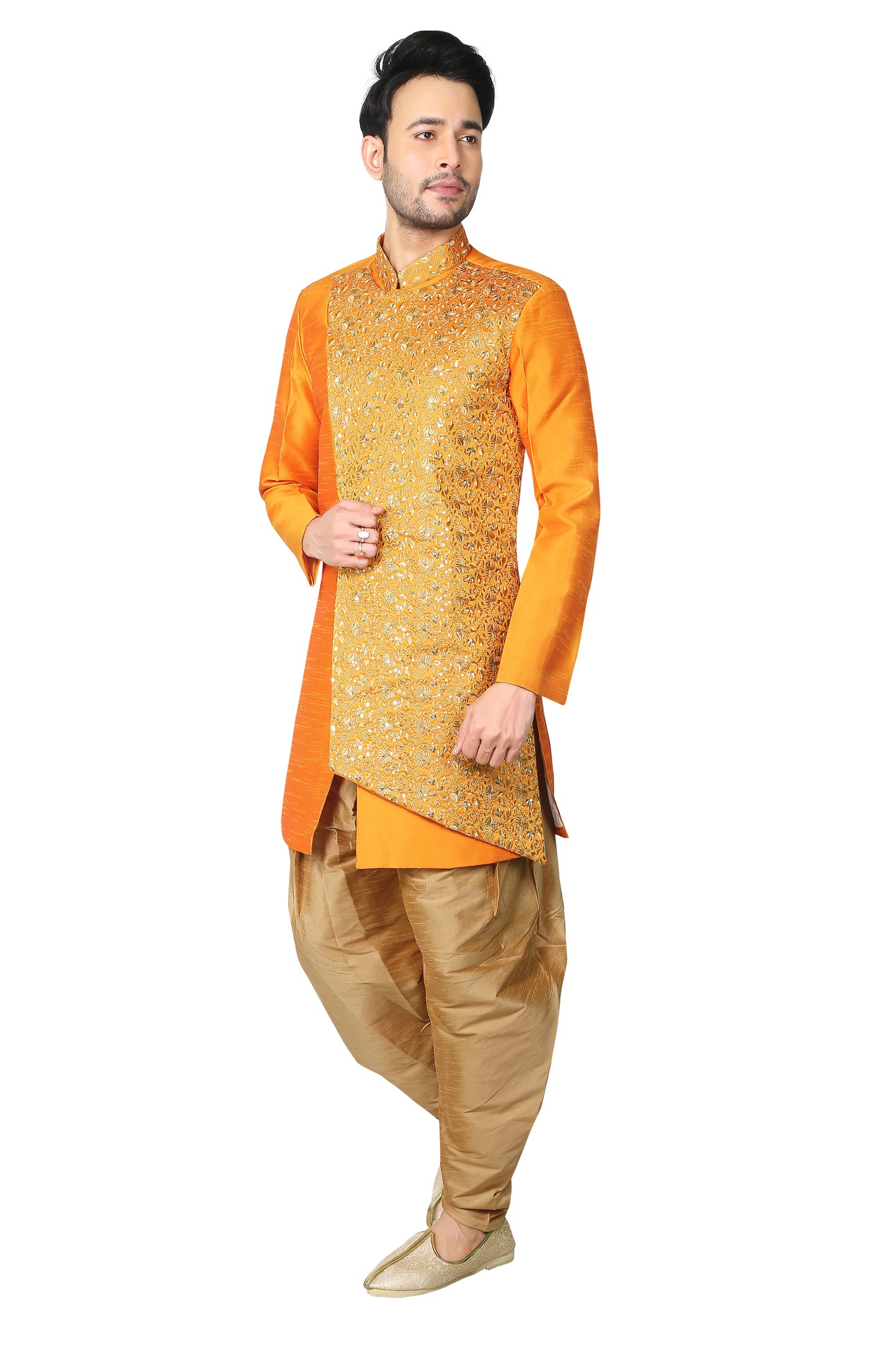 Traditonal Work Orange Indo Western Outfit