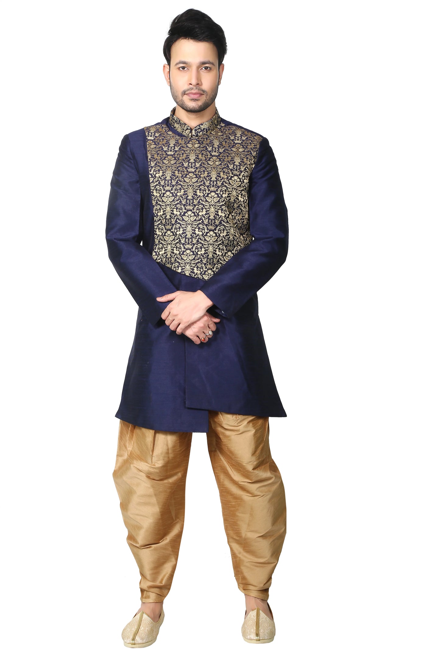 Imperial Blue Embroidered Indo Western Attire