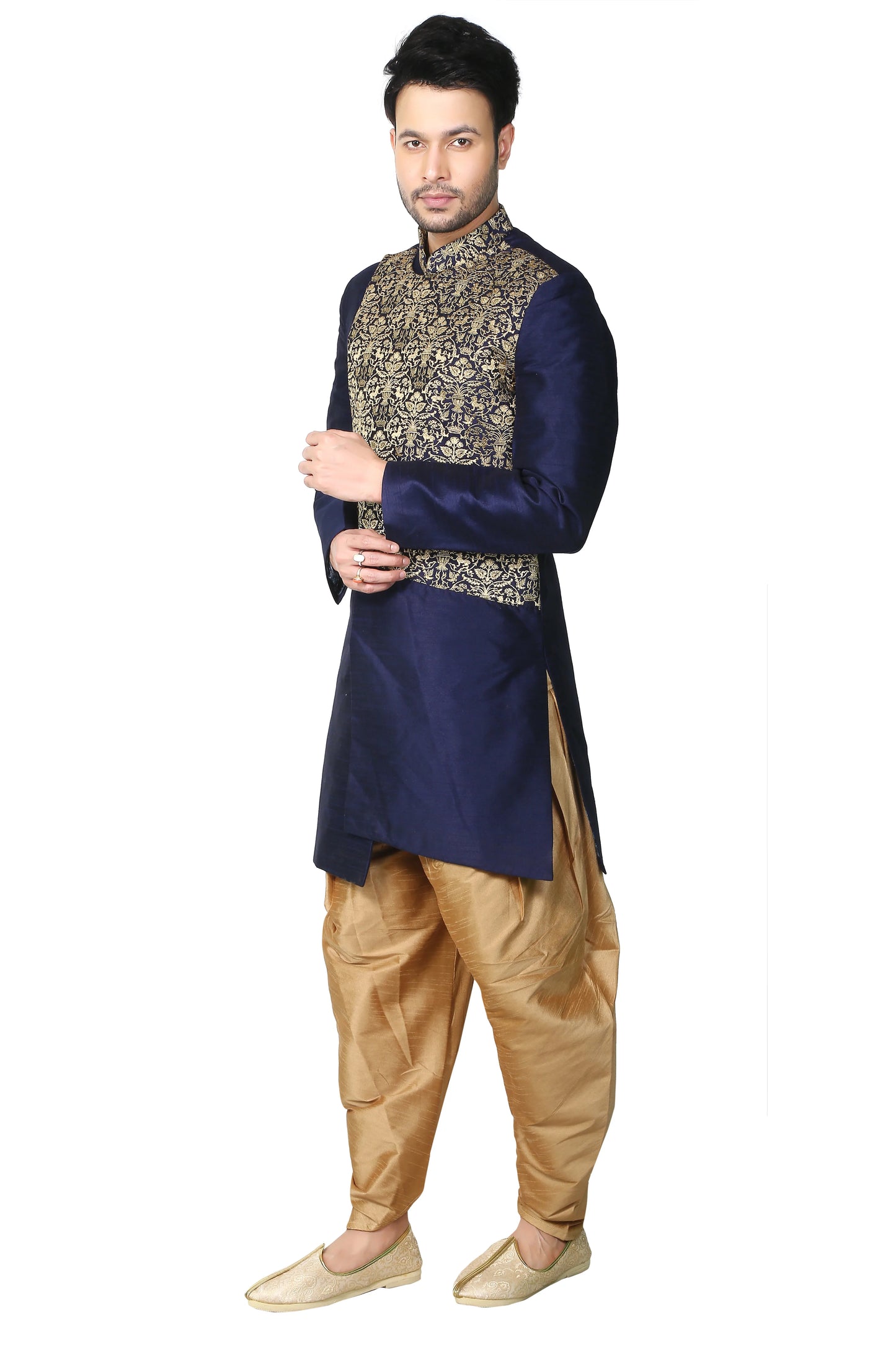 Imperial Blue Embroidered Indo Western Attire