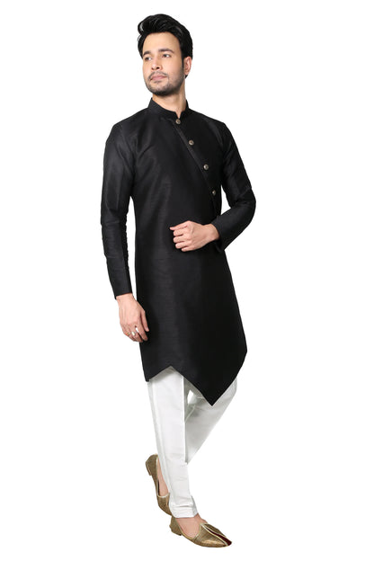 Black Silk Modern Cut Kurta