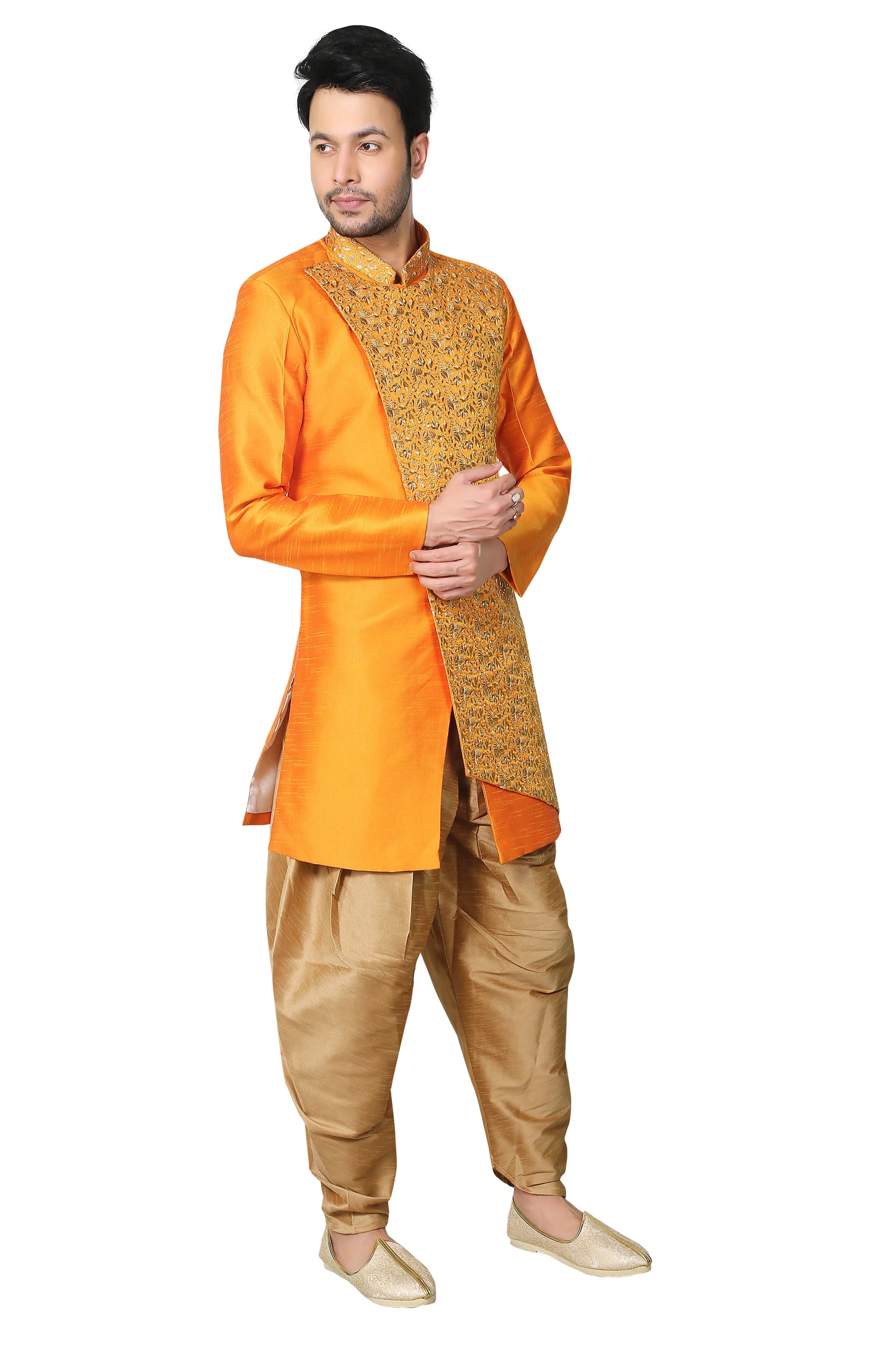 Traditonal Work Orange Indo Western Outfit