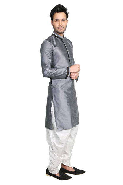 Trendy Grey Cotton Silk Kurta