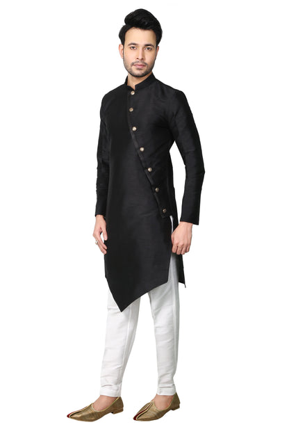 Black Silk Modern Cut Kurta